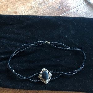 Black Beaded Choker Necklace